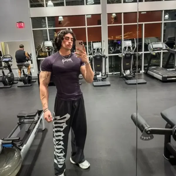 2025 YOUNG New MEN fitness clothing sports T-shirt tights men high elastic training clothing short sleeve men's fitness clothing - Image 4