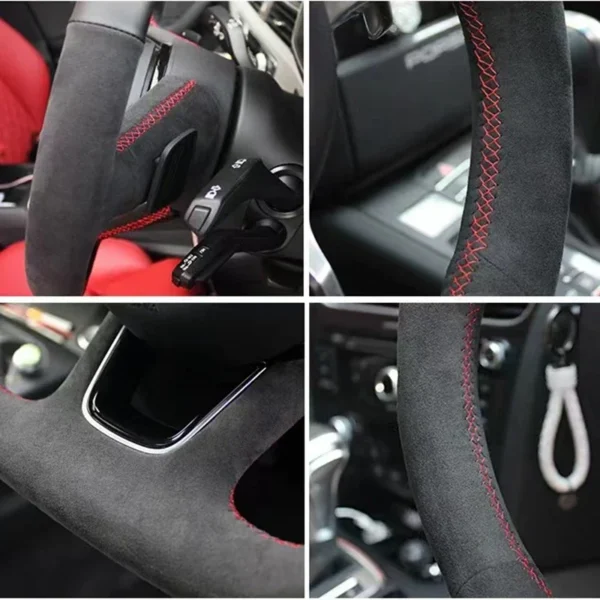 أسود جلد الغزال الأزرق ماركر عجلة القيادة يغطي لسيارات BMW M2 M3 F80 F82 M4 M5 F12 F13 M6 F85 F87 X5 X6 F33 F30 M الرياضة - Image 6