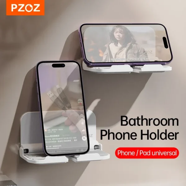 PZOZ Wall Mount Holder Charger Hook Hanging Stand Bracket Dock Mobile Phone Tablet Holder Pasted on Wall Foldable Shower Holder