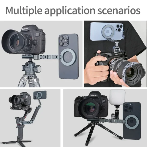 ⁦XILETU Foldable Magnetic Phone Holder Camera Rabbit Cage Tripod Universal External Magsafe Accessory for iPhone 15 14 13 12⁩ - الصورة ⁦6⁩