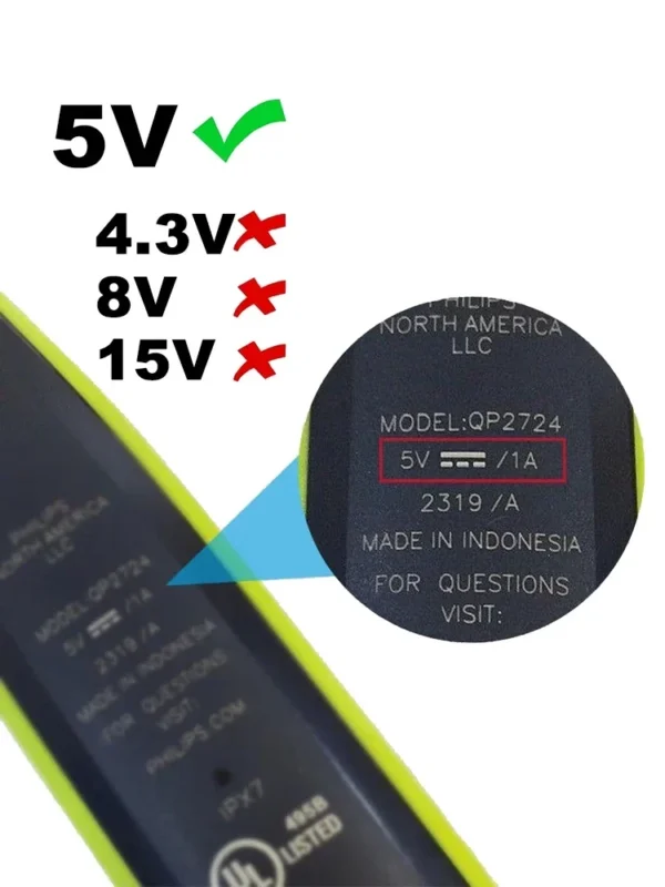 ⁦5V USB Charger For Philips Norelco Shaver S3000 Series S3208 S3109 S3108 S3209 S1118 S1213 S3202⁩ - الصورة ⁦2⁩