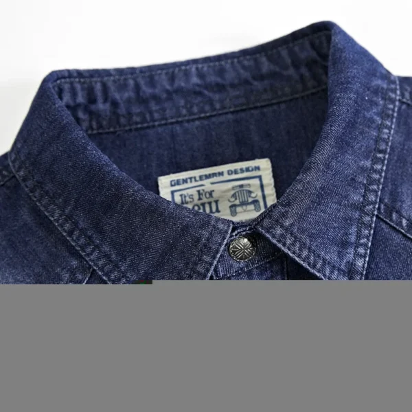 High Quality Men's Denim Shirt Long Sleeve Oversized Pure Cotton Overshirt Solid Casual Shirts Men Clothing 4XL A2F6522 - Image 5