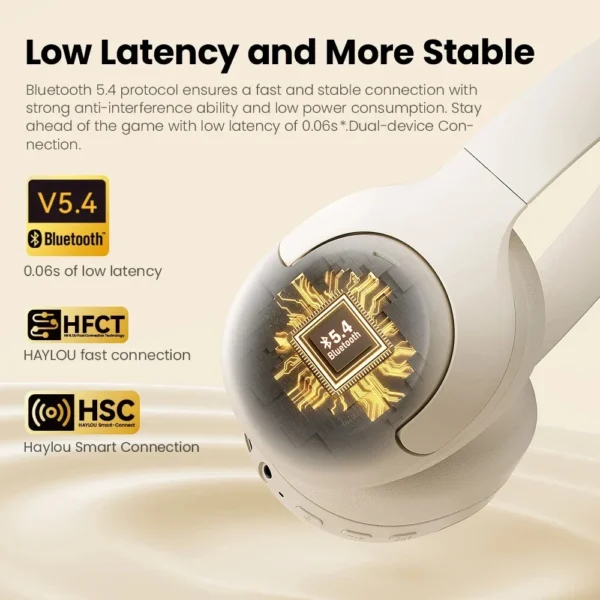 HAYLOU S30 سماعة لاسلكية تعمل بالبلوتوث 5.4 سماعات 43dB سماعات إلغاء الضوضاء التكيفية 40 مللي متر سائق 80H سماعات وقت اللعب - Image 4