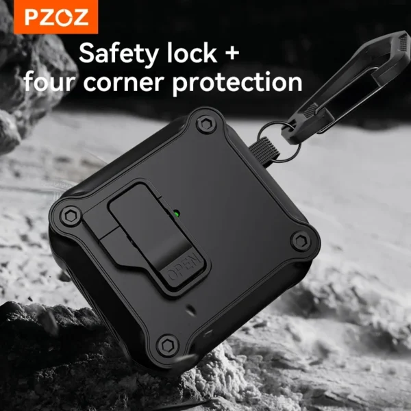 PZOZ For Apple Airpods 4 Case Protective Cover For Airpods 4 4rd Earphone Automatic switch Case Secure Lock Clip With Keychain - Image 3