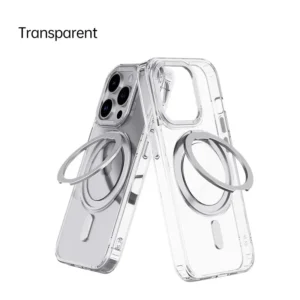 PZOZ Phone Case With Ring Holder For iPhone16 15 Magnetic Bracket Phone Case For iphone 14 accesorios 360 Degree Rotating Stand<span> - </span>Transparent, For iPhone 16 Pro
