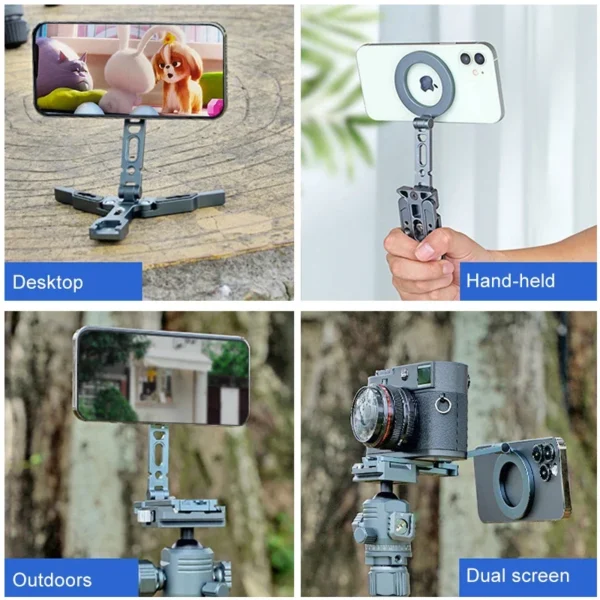 XILETU MagSafe Magnetic Phone Holder Foldable Camera Phone Tripod Stand for iPhone 15 14 13 12 Selfie Stick Desktop Stand - Image 6