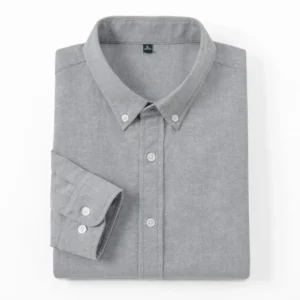 Men's Slim-Fit Oxford Cotton Shirt: Long Sleeves, Casual Breathable Fabric, Exquisite Craftsmanship, Brand with OEM Processing<span> - </span>Grey, 4XL -fits 90-95kg