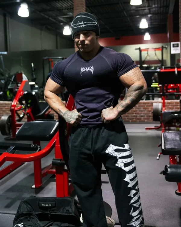 2025 YOUNG New MEN fitness clothing sports T-shirt tights men high elastic training clothing short sleeve men's fitness clothing - Image 6