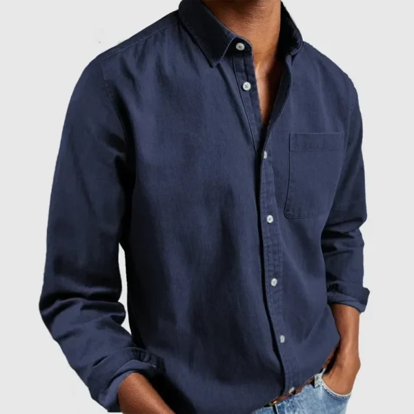 2025 New Spring Men's Shirt Long Sleeve Turn-down Collar Designer Clothes Button Blouse Imitation Denim Shirts for Men - Image 2