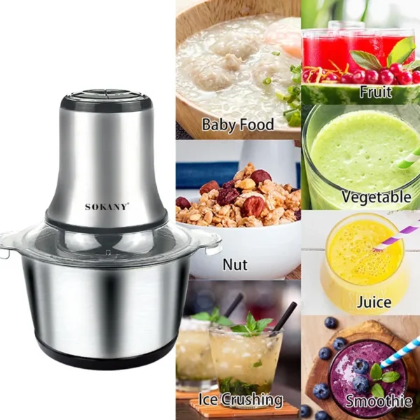 800W 3L Electric Meat Grinder Multifunction Food Processor Stainless Steel Kitchen Grinder Vegetable Chopper Slicer Machine Home - Image 6