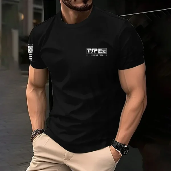 ⁦Vintage Americana Men's T-Shirts Clothing Casual Crew Neck Short Sleeve Top Outdoor Simple Daily Menswear Breathable Sports Tee⁩ - الصورة ⁦3⁩