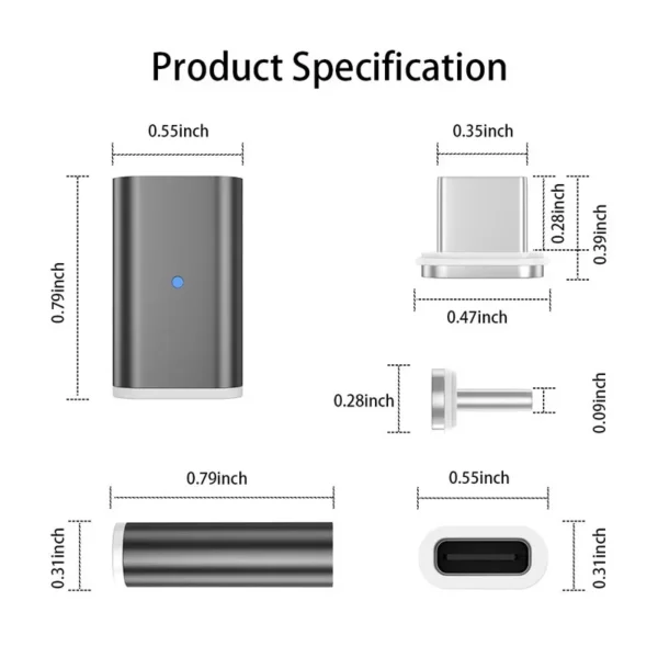 Type-C Magnetic Adapter For Samsung S24 Realme 13 Pro Xiaomi Redmi Pad SE OnePlus Pad 2 vivo T3 Lite Cubot X90 Micro Charger - Image 2