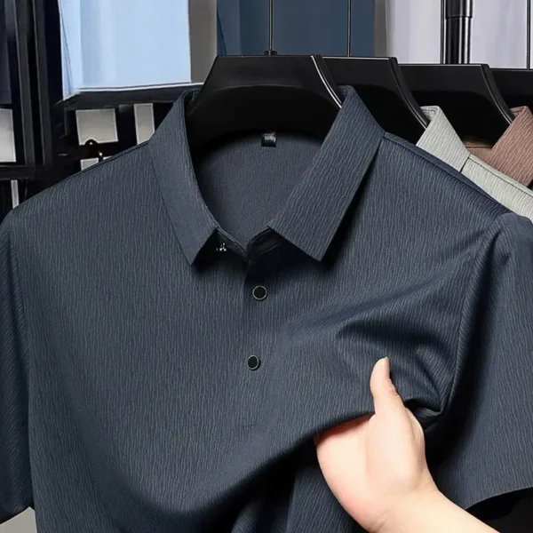 2025 New Men's Business Casual Short Sleeved Printed Polo Shirt Fashionable Breathable Comfortable and Versatile Top - Image 2