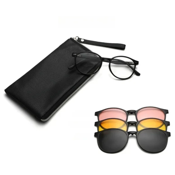 YIMARUILI Fashion TR90 نظارات مستقطبة مغناطيسية بإطار نظارات طبية مستديرة كلاسيكية للرجال والنساء 6218 - Image 6