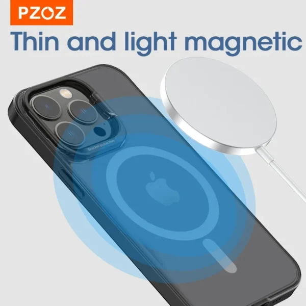 PZOZ Magnetic Phone Case For iPhone 15 14 Plus Pro Max Protective Cover For iPhone15 14 Pro Charging Holder Lens Protection - Image 4