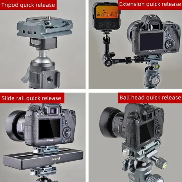 ⁦XILETU XQ1S Quick Release Plate Clamp with Arca Swiss Quick Release Plate Quick Mounting Bracket for DSLR Camera Tripod Adapter⁩ - الصورة ⁦5⁩