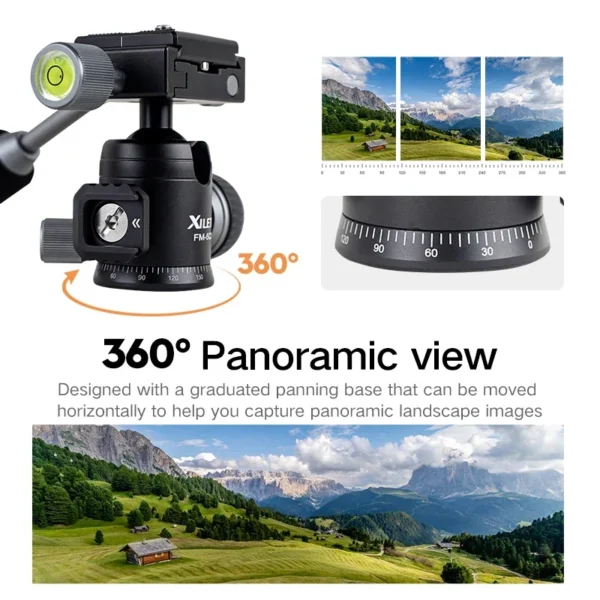 ⁦XILETU FM5C2 Portable Metal Mini Tripod Lightweight Travel Stand with 360 Degree Head Grip for DSLR Cameras Mobile Phones⁩ - الصورة ⁦3⁩