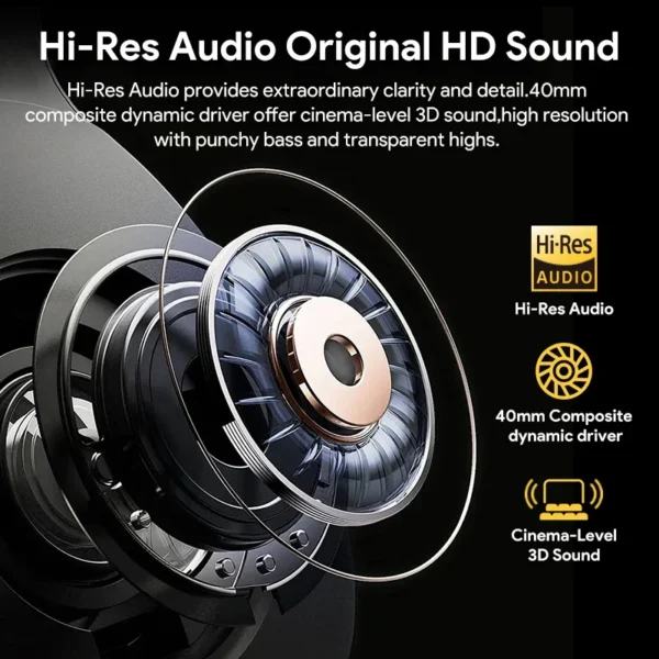 [$29-$3 Promo Code:GCC100]سماعات رأس لاسلكية ، سماعات بلوتوث ، صوت Hi-Res ، سماعات رأس فوق الأذن ، سماعات رأس هجينة نشطة لإلغاء الضوضاء ، سماعات أذن ، 60 ساعة ، 43dB - Image 3