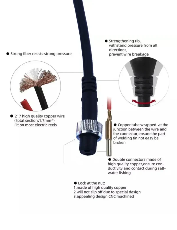 9.8FT 300cm Power Cable For Banax Fishing Kaigen 500S 500TM 500XP 1000 7000SV 7000SVO Electric Fishing Reels Power Cord - Image 3