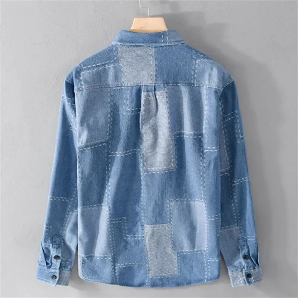 ⁦Spring men's long sleeve shirts fashion cotton soft denim shirts jacket man Autumn men clothing Tops mens casual shirt⁩ - الصورة ⁦2⁩