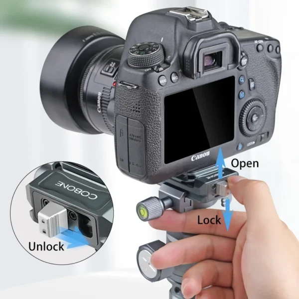 ⁦XILETU XQ1S Quick Release Plate Clamp with Arca Swiss Quick Release Plate Quick Mounting Bracket for DSLR Camera Tripod Adapter⁩ - الصورة ⁦4⁩