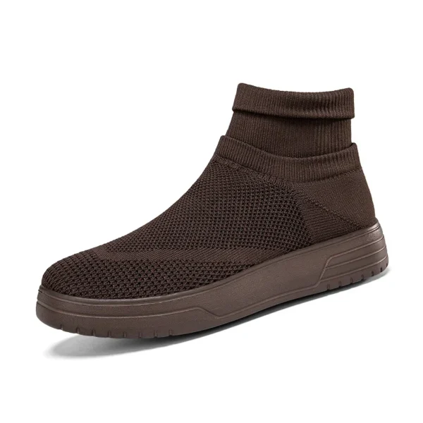 ⁦Men Thick Bottom Sneakers Autumn Couple New Non-slip Sock Shoes Breathable Mesh Round Head Casual Running High-top Flats Women⁩ - الصورة ⁦3⁩
