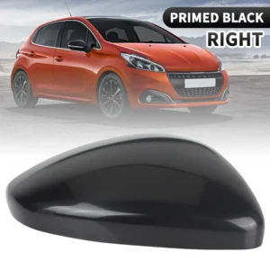 Car Door Side Wing Rearview Mirror Cover Cap for Peugeot 208 2008 2012-2019 for Citroen C3 2016-2020 Primed/Glossy Black Chrome<span> - </span>Primed Black Right