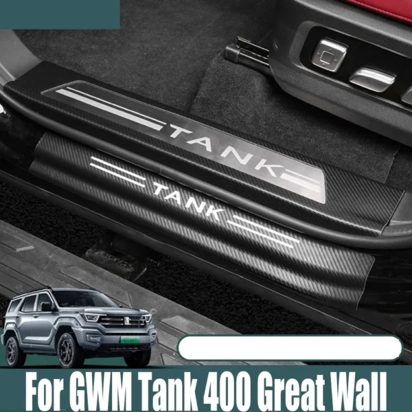 للجدار العظيم GWM Tank 400 2023 2024 باب السيارة الداخلي ترحيب عتبة أغطية جلد ملصقات اكسسوارات السيارات المعدلة - Image 3