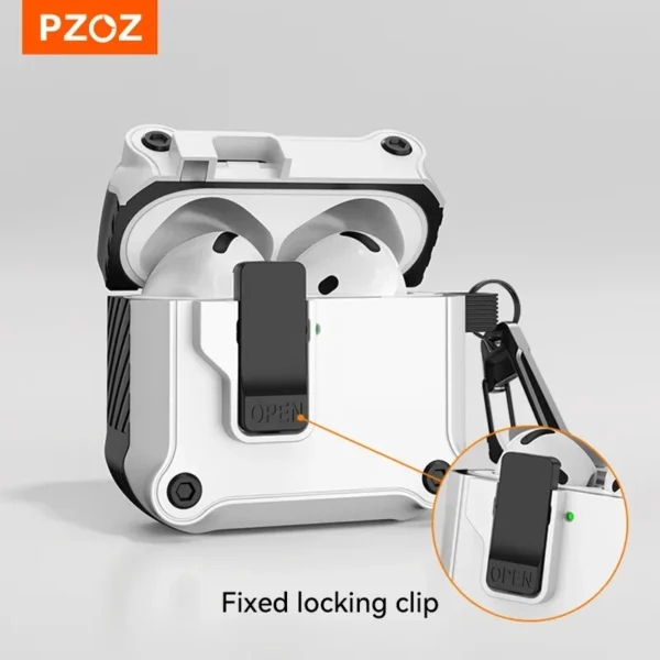 PZOZ For Apple Airpods 4 Case Protective Cover For Airpods 4 4rd Earphone Automatic switch Case Secure Lock Clip With Keychain - Image 6