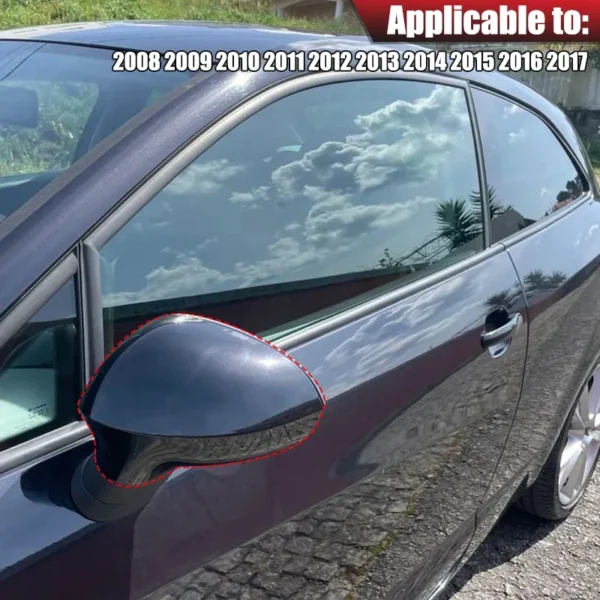 Side Wing Rear View Mirror Cover Cap Housing for Seat Ibiza 2008 2009 2010 2011 2012 2013 2014 2015 2016 2017 Glossy Black/White - Image 6
