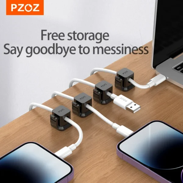 PZOZ 6Pcs Cable Organizer Management Wire Holder USB Cable Winder Desktop Tidy Clips For Mouse Earphone Cord Data Line Protector - Image 5