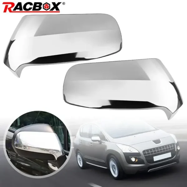 Auto Side Rear View Mirror Cover Cap for Peugeot 3008 5008 2009-2016 for Citroen C3 2008-2017 C4 Picasso 2006-2013 Silver/Black