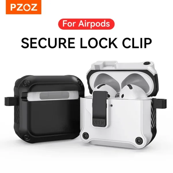 PZOZ For Apple Airpods 4 Case Protective Cover For Airpods 4 4rd Earphone Automatic Switch Case Secure Lock Clip With Keychain