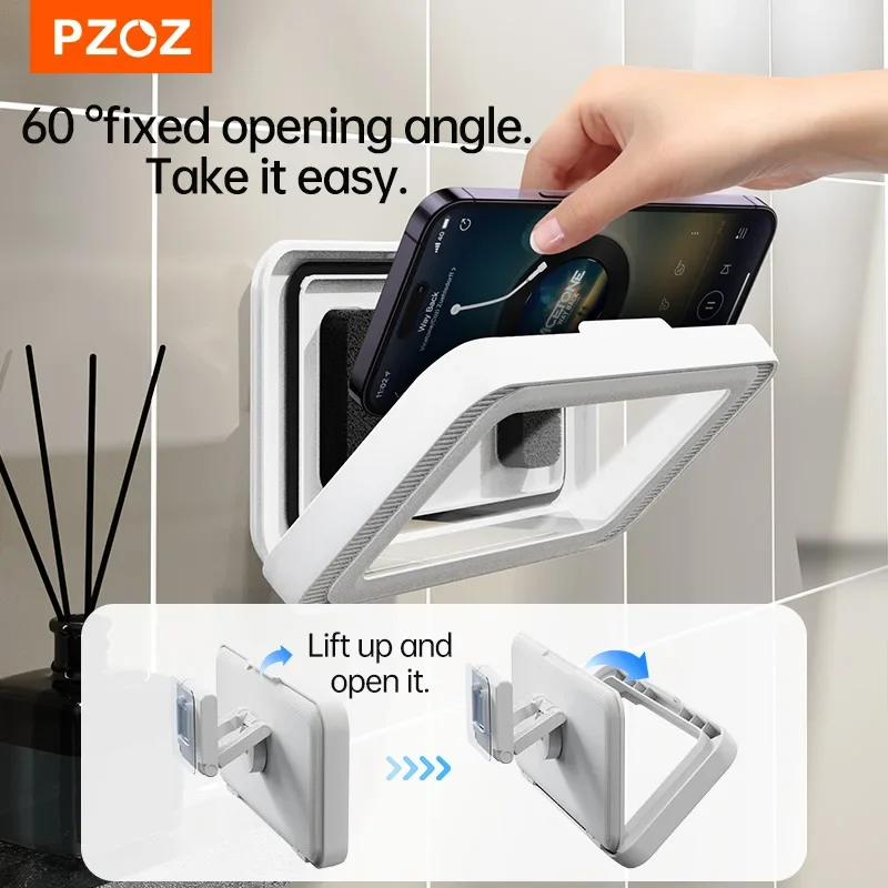 PZOZ Shower Phone Holder On Wall Holder Bracket 6 Inch Rotation Phone Holder Waterproof Storage Box Case For Mobile Phone Holder - Image 2