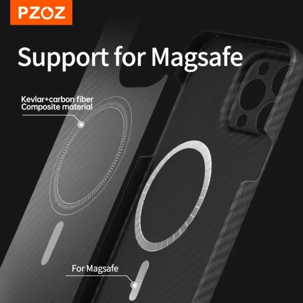 PZOZ Kevlar Magnetic Case For iPhone 14 Pro Max Phone Case Ultra Thin Anti-Drop Anti-Fingerprint All-Inclusive 6.7 6.1 TPU Cover - Image 3