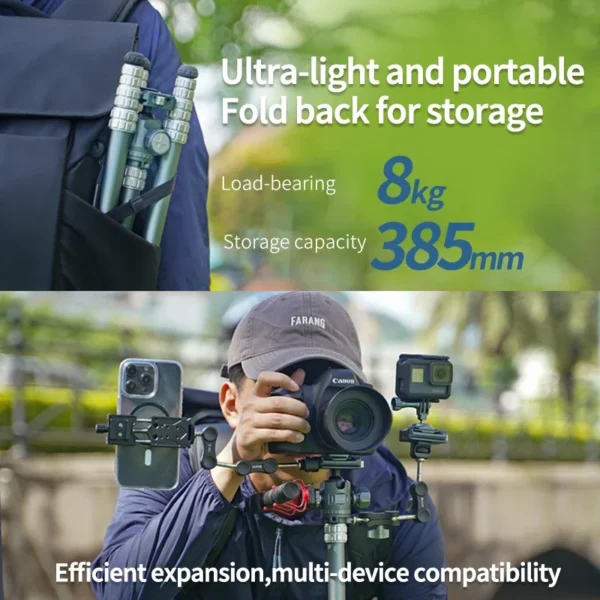 XILETU Portable Aluminum Alloy Travel Tripod 360° Panoramic Ball Head With Quick Release Cold Shoe Camera Tripod For DSLR Camera - Image 6