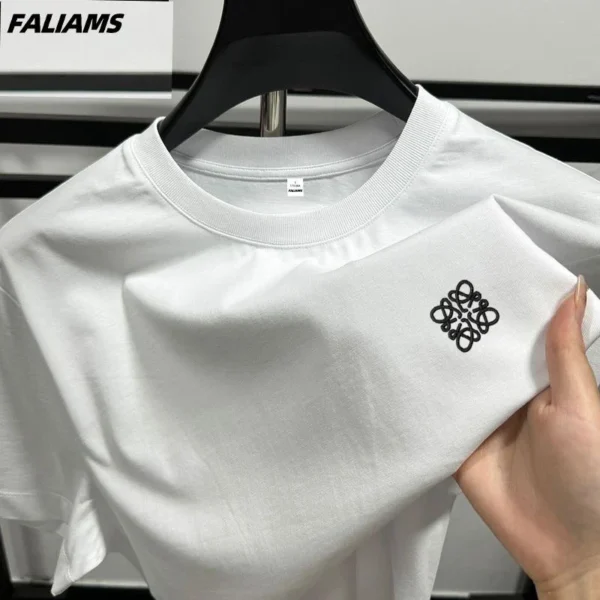 100% pure cotton men's T-shirt short sleeved summer new fashion pattern embroidered Korean casual round neck breathable menswear