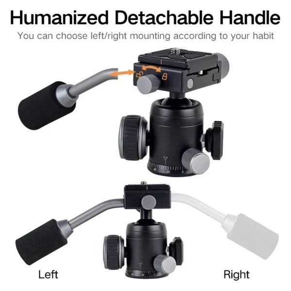 ⁦XILETU FM5C2 Portable Metal Mini Tripod Lightweight Travel Stand with 360 Degree Head Grip for DSLR Cameras Mobile Phones⁩ - الصورة ⁦4⁩