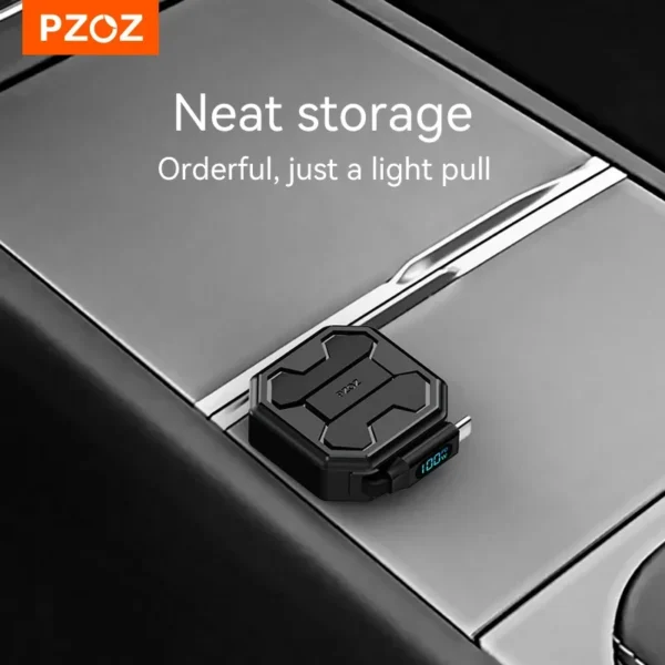 ⁦PZOZ 100W C to C Retractable Cable USB to Type C Lightning Digital Display PD Fast Charging Cable Data Wire For iPhone 16 15 14⁩ - الصورة ⁦5⁩