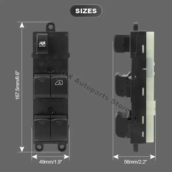 Front Right Side Door Power Window Lifting up/Down Switch for Nissan Dualis J10 4cyl 2.0L 2009-2016 RHD Replacement 25401-EB30B - Image 2