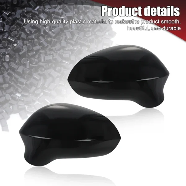 Side Wing Rear View Mirror Cover Cap Housing for Seat Ibiza 2008 2009 2010 2011 2012 2013 2014 2015 2016 2017 Glossy Black/White - Image 5