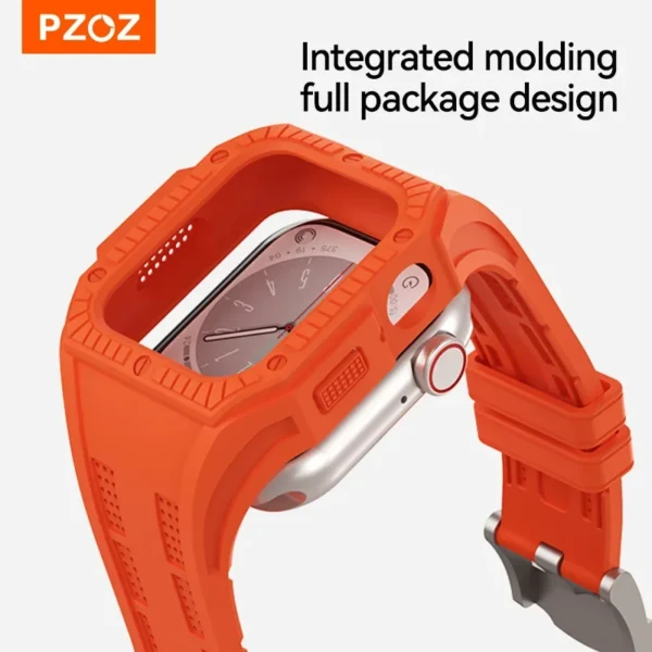 PZOZ Watch bands with Frame For Apple Watch 8 7 6 5 SE 4 44mm 45mm Wrist Strap For iWatch Series 8 7 6 Wristband Silicone Strap - Image 6
