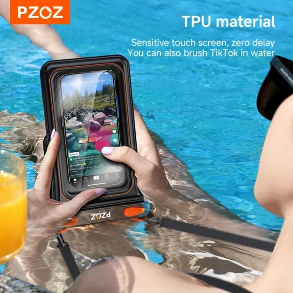 PZOZ Full View Transparent Phone Case Waterproof Phone Pouch Drift Diving Swimming Bag For Phone Water Sports Beach Pool 6 inch - Image 6