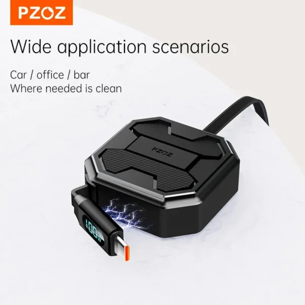 ⁦PZOZ 100W C to C Retractable Cable USB to Type C Lightning Digital Display PD Fast Charging Cable Data Wire For iPhone 16 15 14⁩ - الصورة ⁦6⁩