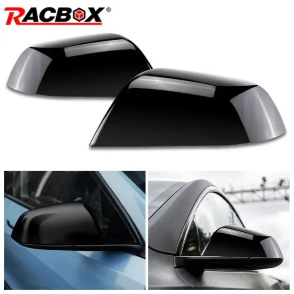 Car Rearview Side Mirror Cover Cap for Tesla Model 3 2017 2018 2019 2020 2021 2022 Left Right Glossy Black Blue Parts Replace