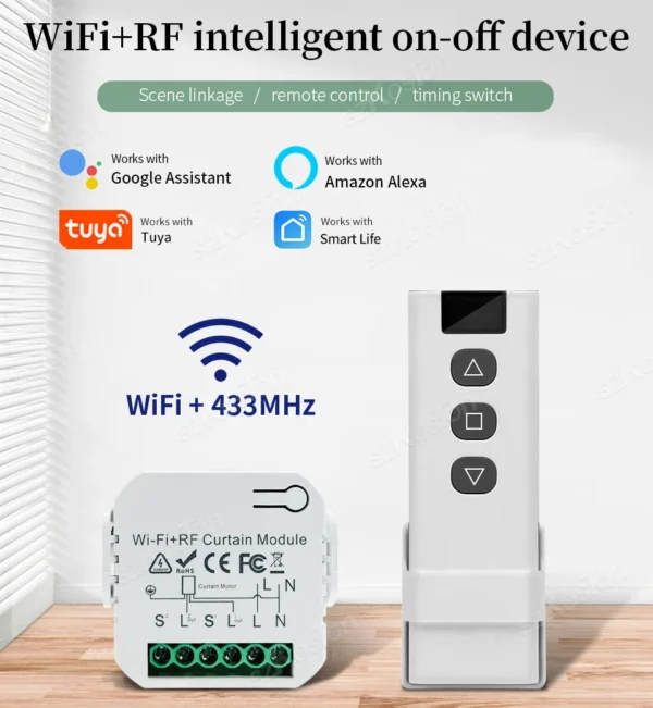 Tuya Smart Life WiFi ستارة كهربائية أعمى التبديل التتابع مع RF433 Mhz التحكم عن بعد مصراع الأسطوانة الكهربائية جوجل المنزل اليكسا
