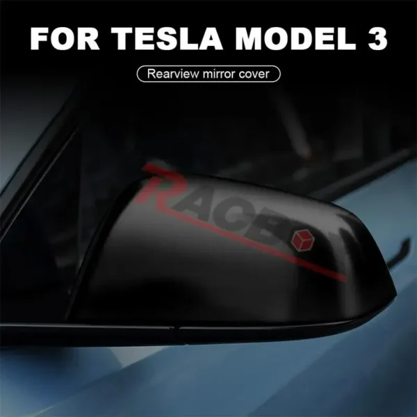 Car Rearview Side Mirror Cover Cap for Tesla Model 3 2017 2018 2019 2020 2021 2022 Left Right Glossy Black Blue Parts Replace - Image 2