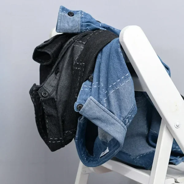 ⁦Spring men's long sleeve shirts fashion cotton soft denim shirts jacket man Autumn men clothing Tops mens casual shirt⁩ - الصورة ⁦5⁩