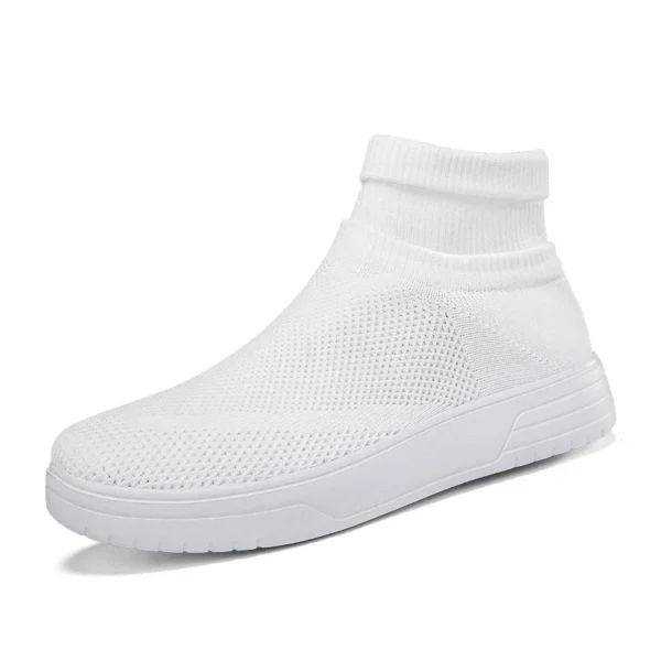 Men Thick Bottom Sneakers Autumn Couple New Non-slip Sock Shoes Breathable Mesh Round Head Casual Running High-top Flats Women