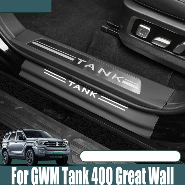 للجدار العظيم GWM Tank 400 2023 2024 باب السيارة الداخلي ترحيب عتبة أغطية جلد ملصقات اكسسوارات السيارات المعدلة - Image 2